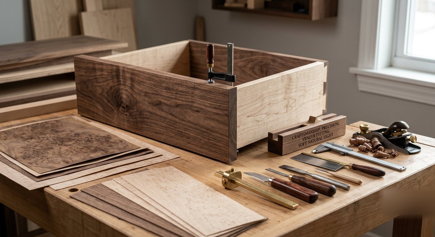 Détail d'atelier, placage et outils